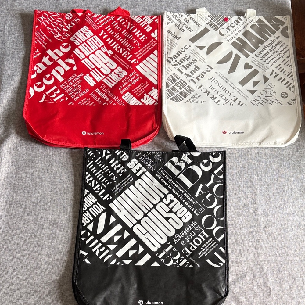 Lululemon Athletica Large Tote Bag Set -Red, White, Black